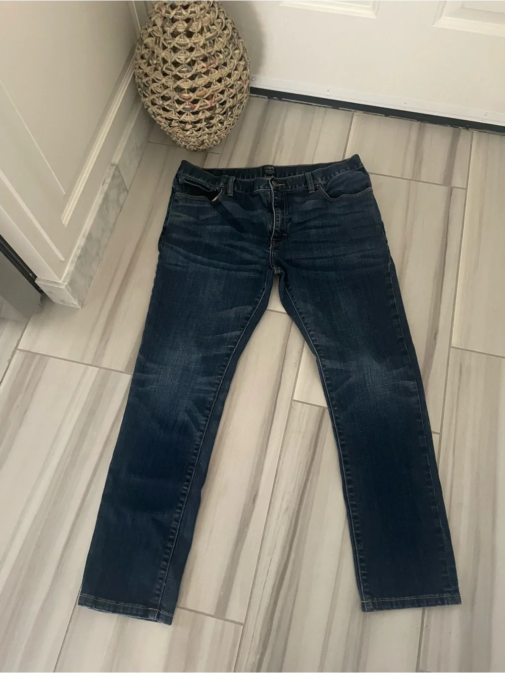 J. Crew Indigo Straight-Leg Jeans with Contrast Stitching
